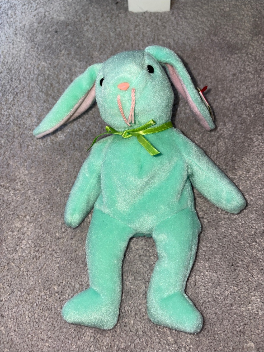 Mint Green Plush Bunny with Ribbon Bow beanie baby